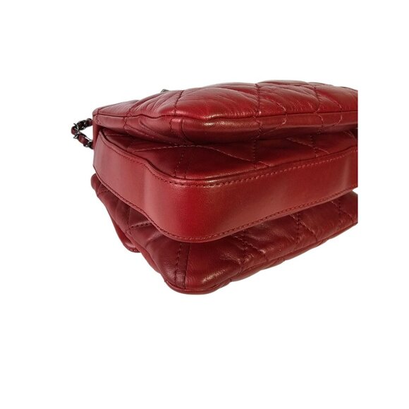 CHANEL CC Logo Mini Matelasse Double Chain Shoulder Bag Leather Red CC Quilted - Picture 8 of 16
